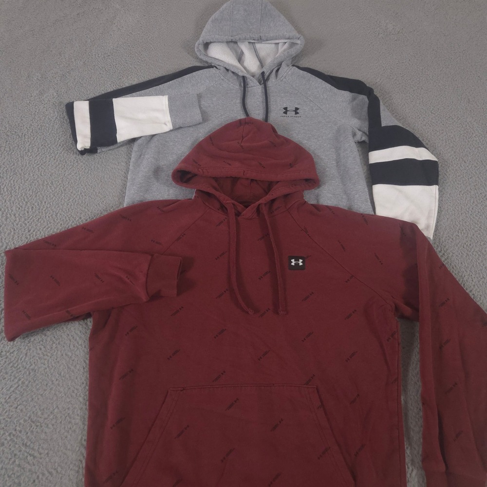 LOT OF 2 Under Armour Hoodie Womens M Multi Rival Fleece LC Logo Novelty Micro